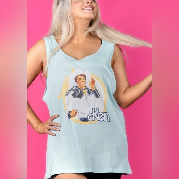 NWT✨ Cakeworthy x Barbie Pastel Blue Western Ken Tank Top Cowboy Unisex - Picture 3 of 11